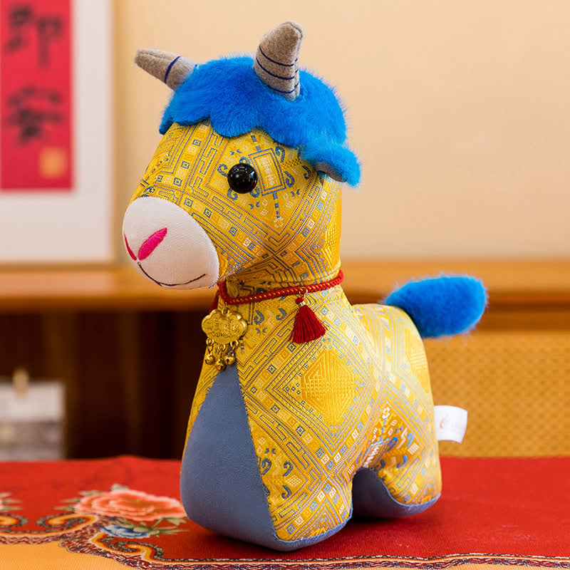 Buddha Stones Cotton Plush Lucky Chinese Zodiac Goat Cute Animal Decor - Yellow - 30cm - image 10