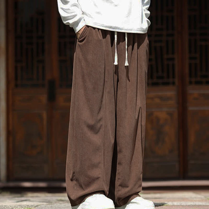 Buddha Stones Spring Fall Casual Minimalist Drawstring Solid Ankle Pants Corduroy Men's Straight Leg Pants With Pockets - image 29