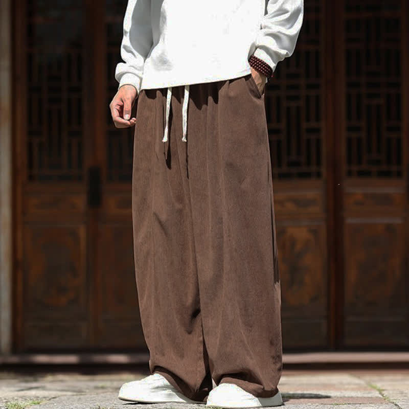 Buddha Stones Spring Fall Casual Minimalist Drawstring Solid Ankle Pants Corduroy Men's Straight Leg Pants With Pockets - image 31
