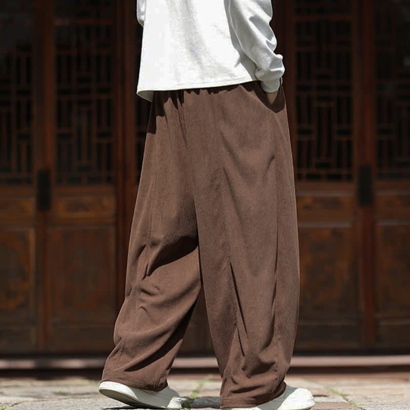 Buddha Stones Spring Fall Casual Minimalist Drawstring Solid Ankle Pants Corduroy Men's Straight Leg Pants With Pockets - image 28