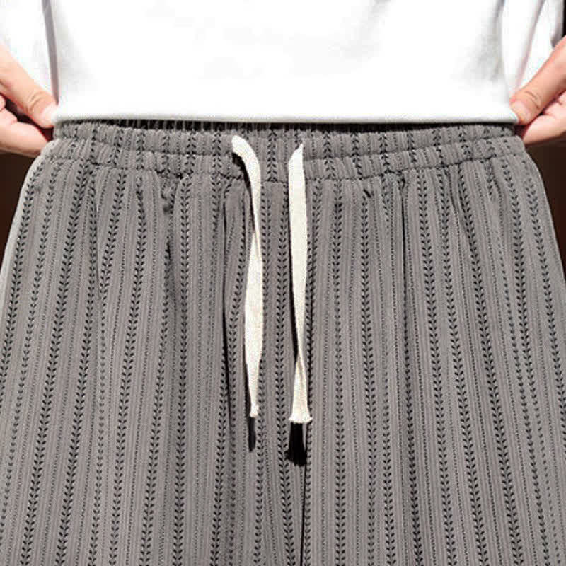 Buddha Stones Spring Fall Casual Drawstring Striped Cropped Pants Corduroy Men's Harem Pants With Pocket - image 14