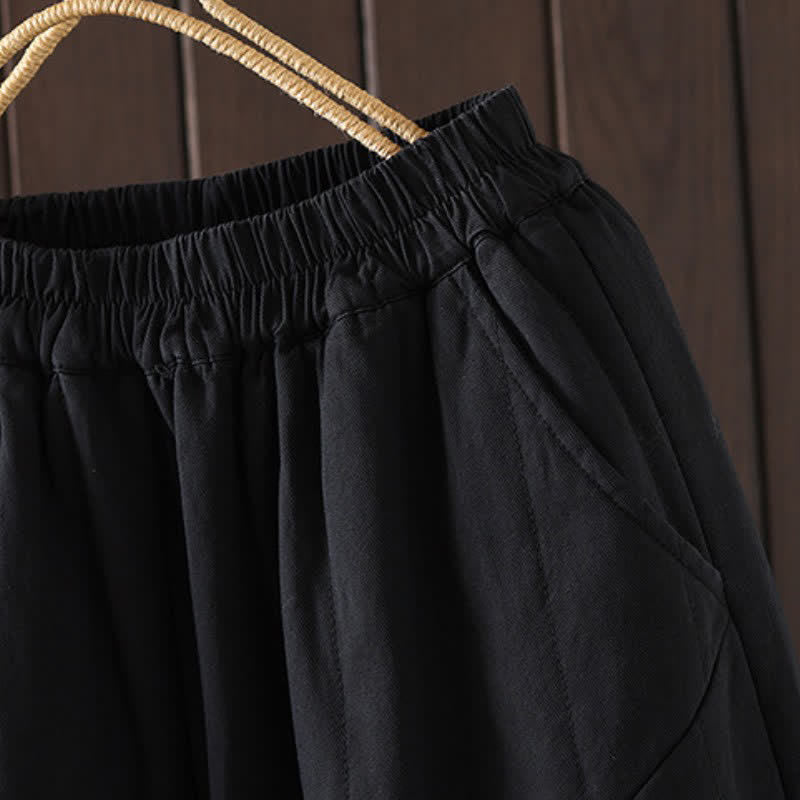 Buddha Stones Fall Winter Casual Vintage Solid Ankle Pants Women's Harem Pants With Pocket - image 17