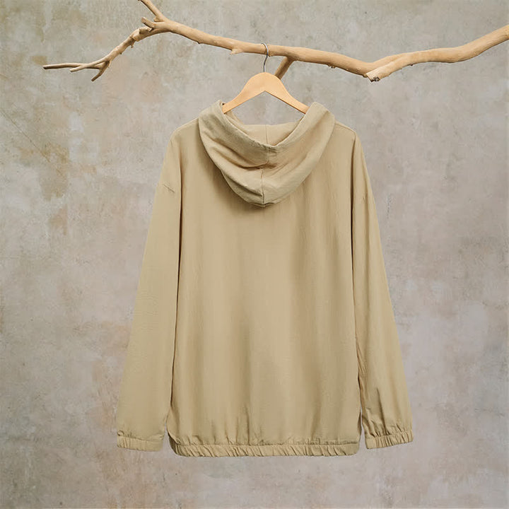 Buddha Stones Fall Casual Hooded Drawstring Solid Men's Long Sleeve Shirts With Pocket - image 12
