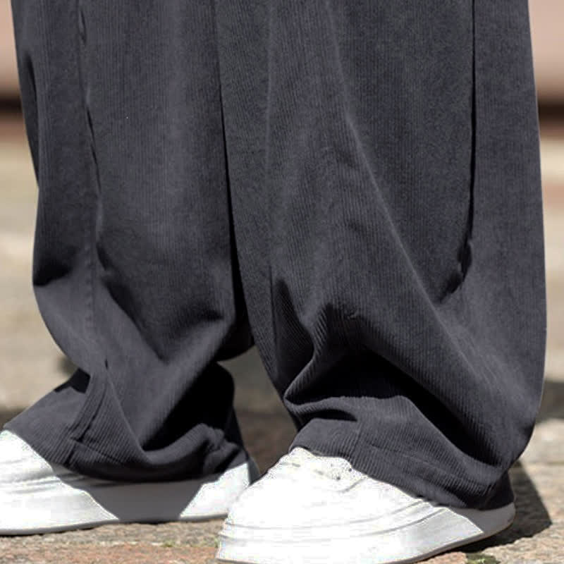 Buddha Stones Spring Fall Casual Minimalist Drawstring Solid Ankle Pants Corduroy Men's Straight Leg Pants With Pockets - image 12
