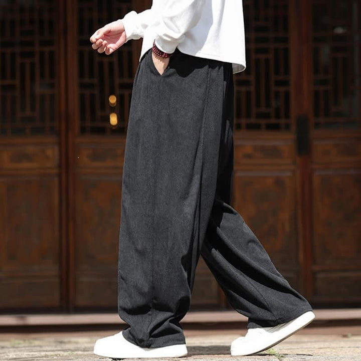 Buddha Stones Spring Fall Casual Minimalist Drawstring Solid Ankle Pants Corduroy Men's Straight Leg Pants With Pockets - image 17