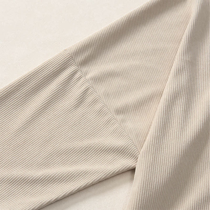 Buddha Stones Spring Fall Minimalist Crew Neck Button Solid Corduroy Women's Long Sleeve Shirts - image 5