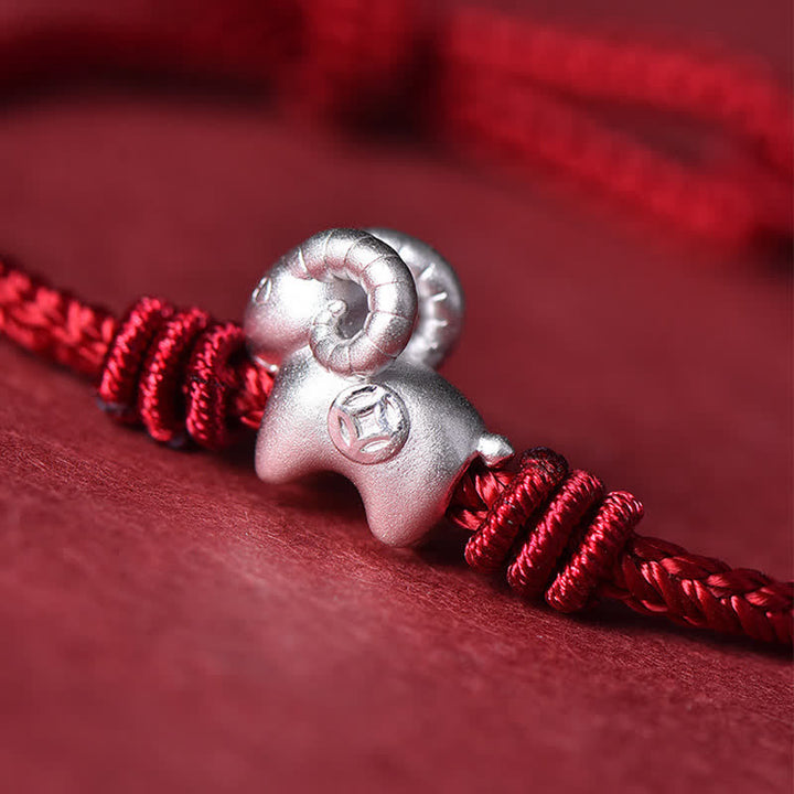 Buddha Stones Red String 999 Sterling Silver Goat Protection Bracelet - image 15