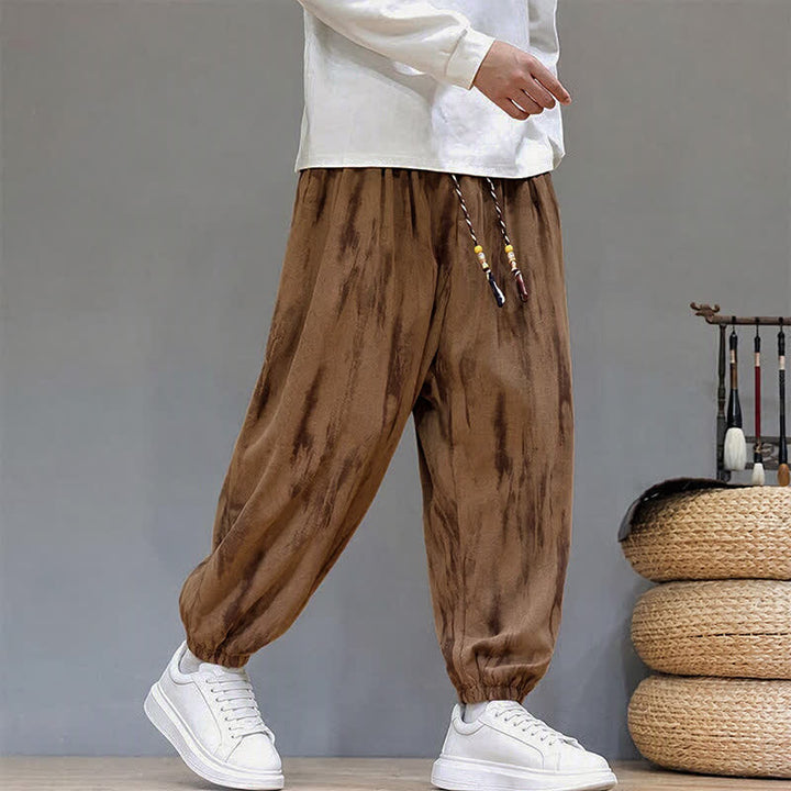 Buddha Stones Fall Winter Casual Drawstring Stripes Cropped Pants Corduroy Men's Harem Pants With Pockets - image 27