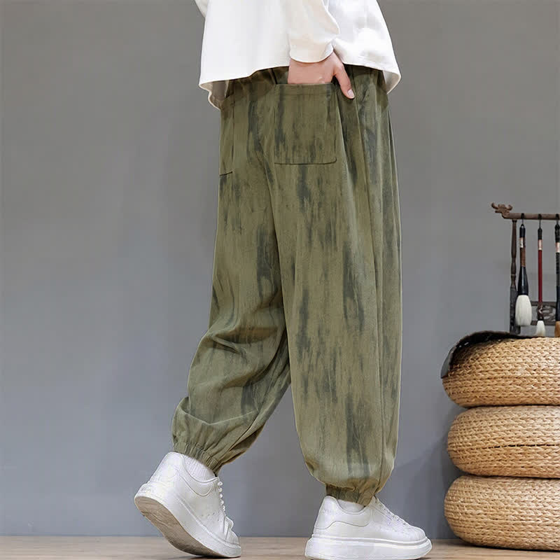 Buddha Stones Fall Winter Casual Drawstring Stripes Cropped Pants Corduroy Men's Harem Pants With Pockets - image 21