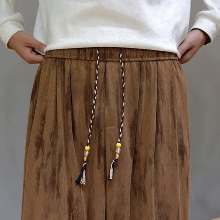 Buddha Stones Fall Winter Casual Drawstring Stripes Cropped Pants Corduroy Men's Harem Pants With Pockets - image 33