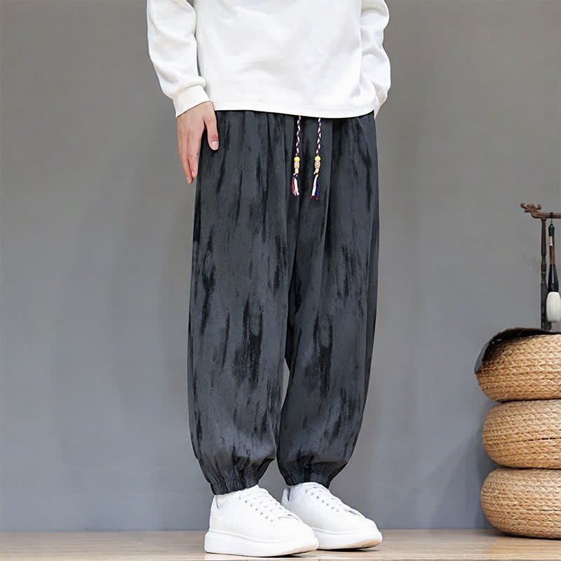 Buddha Stones Fall Winter Casual Drawstring Stripes Cropped Pants Corduroy Men's Harem Pants With Pockets - image 15