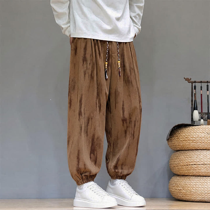 Buddha Stones Fall Winter Casual Drawstring Stripes Cropped Pants Corduroy Men's Harem Pants With Pockets - image 31