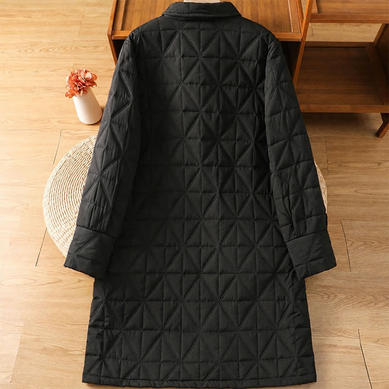 Buddha Stones Winter Casual Minimalist Button-Up Geometric Women's Coat With Pockets - image 19