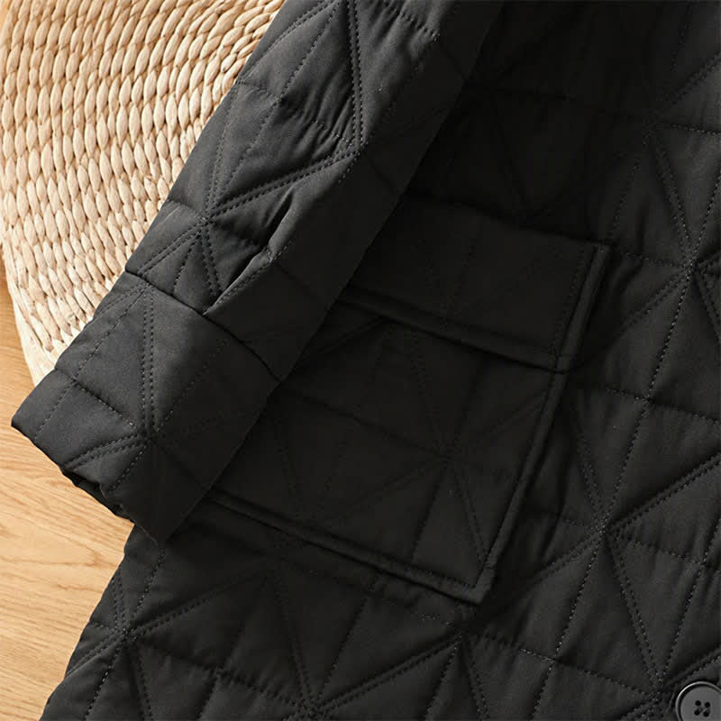 Buddha Stones Winter Casual Minimalist Button-Up Geometric Women's Coat With Pockets - image 23