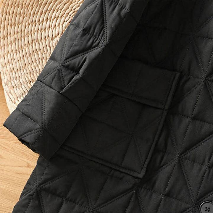 Buddha Stones Winter Casual Minimalist Button-Up Geometric Women's Coat With Pockets - image 23