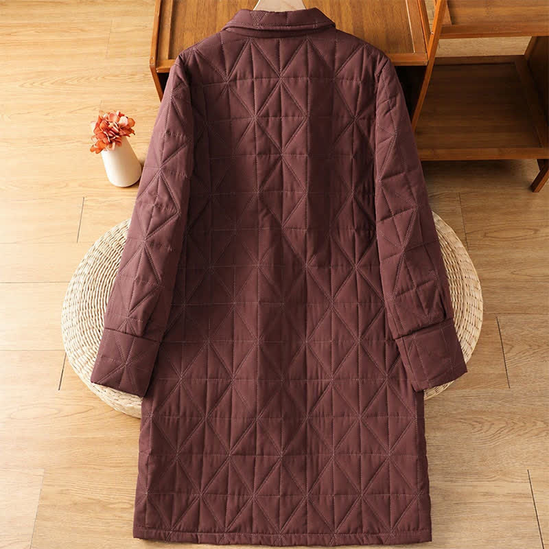 Buddha Stones Winter Casual Minimalist Button-Up Geometric Women's Coat With Pockets - image 11