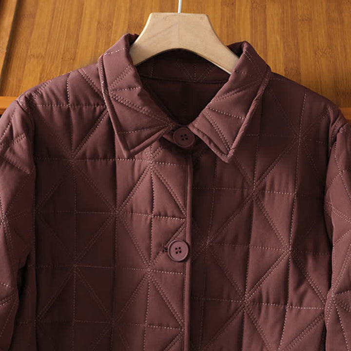 Buddha Stones Winter Casual Minimalist Button-Up Geometric Women's Coat With Pockets - image 14