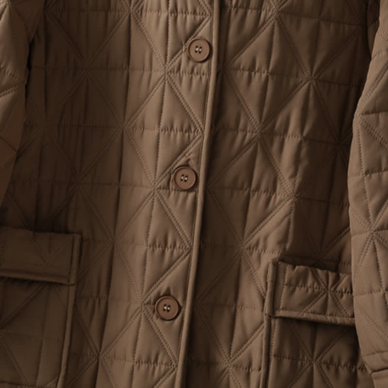 Buddha Stones Winter Casual Minimalist Button-Up Geometric Women's Coat With Pockets - image 5
