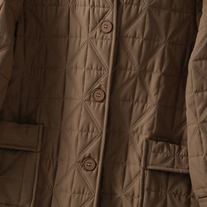 Buddha Stones Winter Casual Minimalist Button-Up Geometric Women's Coat With Pockets - image 5
