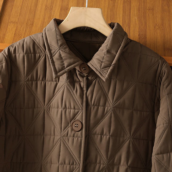 Buddha Stones Winter Casual Minimalist Button-Up Geometric Women's Coat With Pockets - image 2