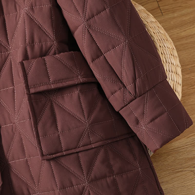 Buddha Stones Winter Casual Minimalist Button-Up Geometric Women's Coat With Pockets - image 16
