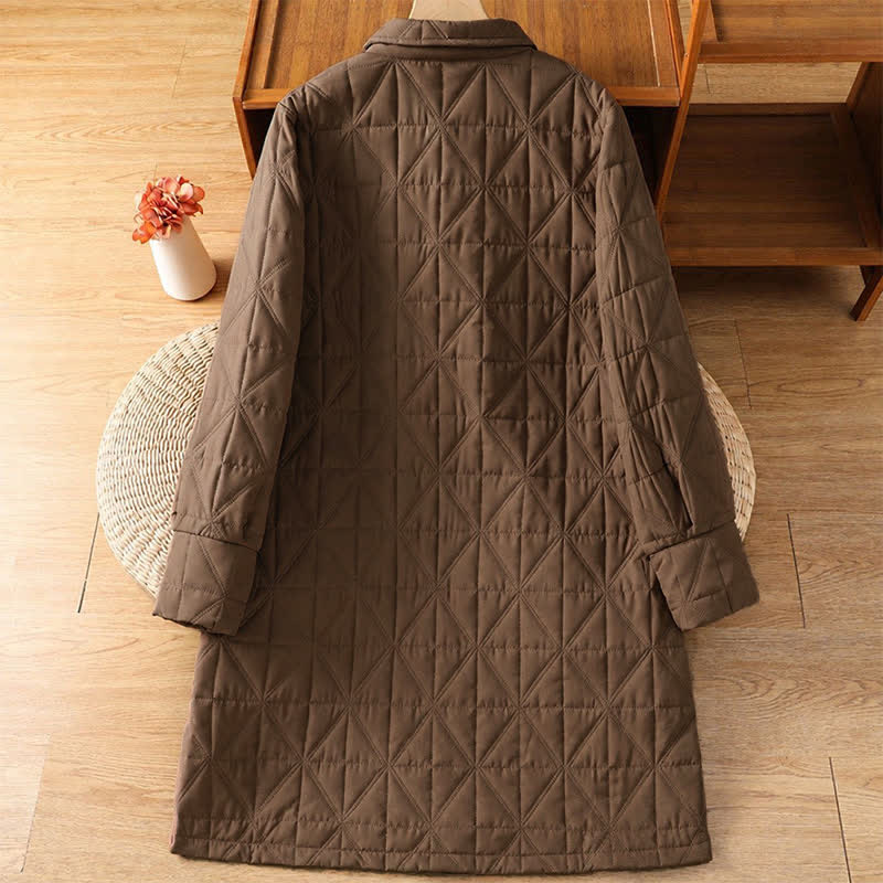 Buddha Stones Winter Casual Minimalist Button-Up Geometric Women's Coat With Pockets - image 1