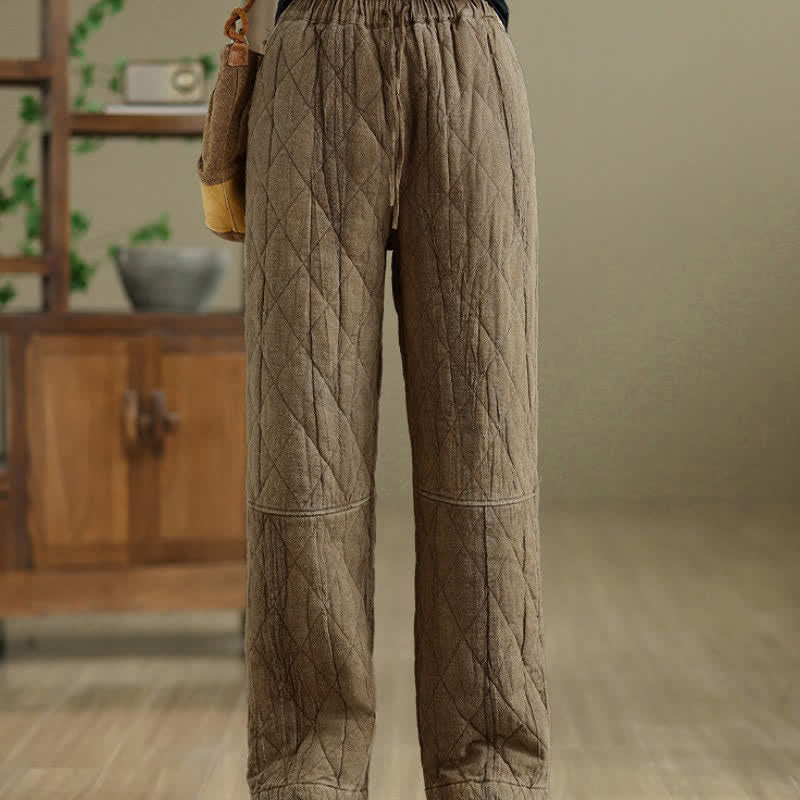Buddha Stones Winter Casual Drawstring Geometric Rhombus Lines Long Pants Women's Straight Leg Pants With Pockets - image 11