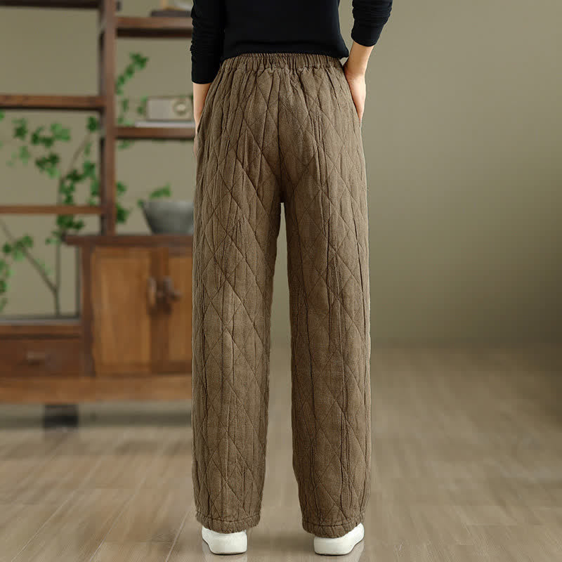 Buddha Stones Winter Casual Drawstring Geometric Rhombus Lines Long Pants Women's Straight Leg Pants With Pockets - image 9