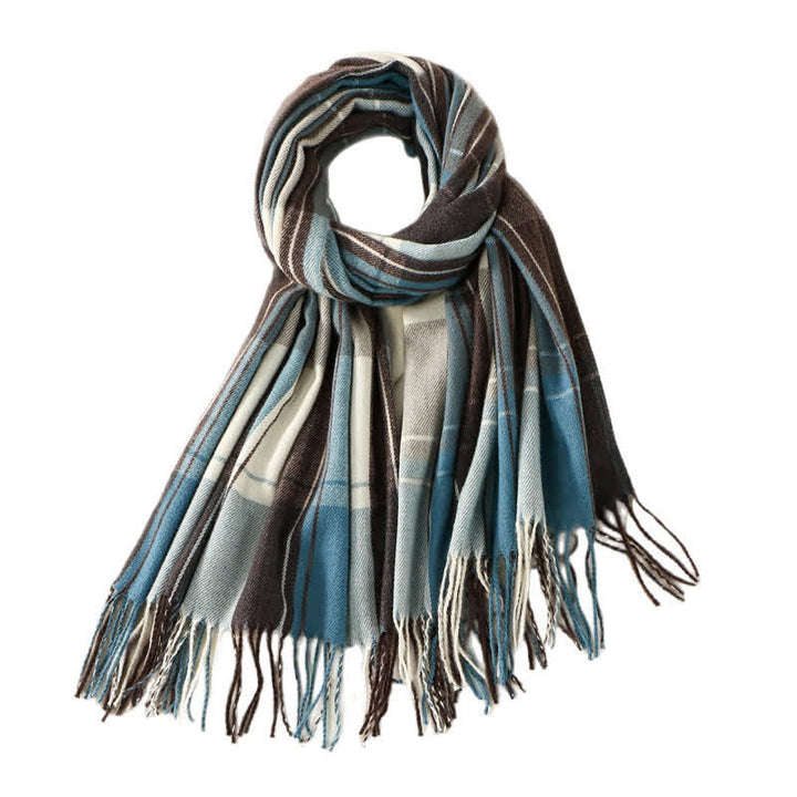 Buddha Stones Fall Winter Classic Plaid Tassel Cozy Men's Scarf - image 4