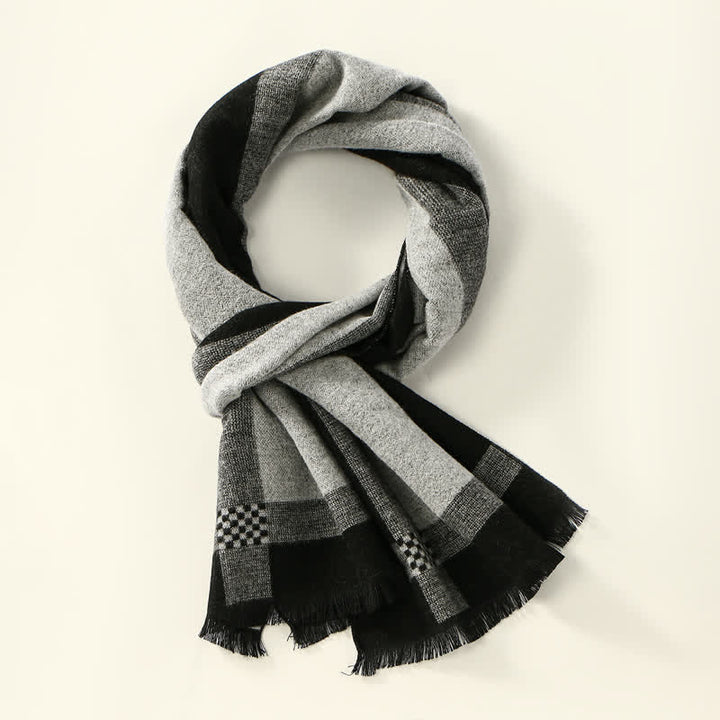 Buddha Stones Fall Winter Vintage Check Fringe Soft Men's Scarf - image 5