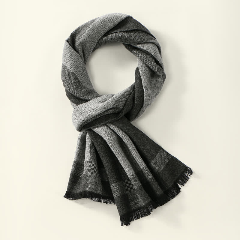 Buddha Stones Fall Winter Vintage Check Fringe Soft Men's Scarf - image 1