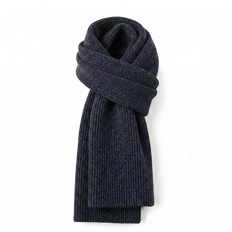 Buddha Stones Fall Winter Thick Knit Classic Commuter Men's Scarf - Navy - image 1