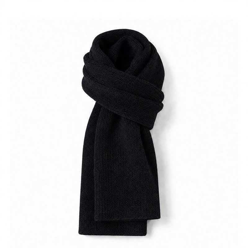 Buddha Stones Fall Winter Thick Knit Classic Commuter Men's Scarf - Black - image 7