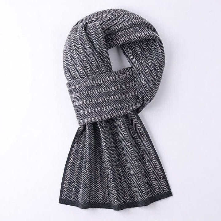 Buddha Stones Fall Winter Understated Herringbone Travel Men's Scarf - Gray - image 9