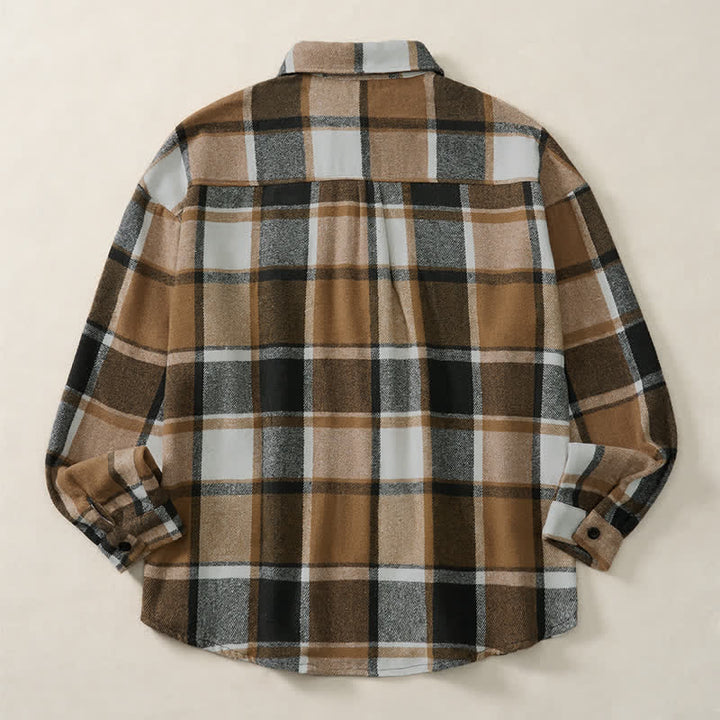 Buddha Stones Spring Fall Casual Vintage Button-Up Plaid Men's Long Sleeve Shirts - image 3