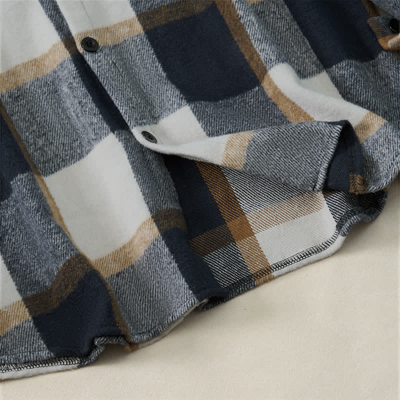 Buddha Stones Spring Fall Casual Vintage Button-Up Plaid Men's Long Sleeve Shirts - image 19