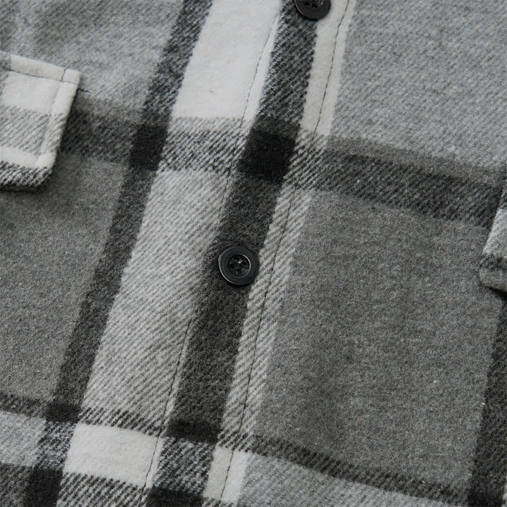 Buddha Stones Spring Fall Casual Vintage Button-Up Plaid Men's Long Sleeve Shirts - image 25