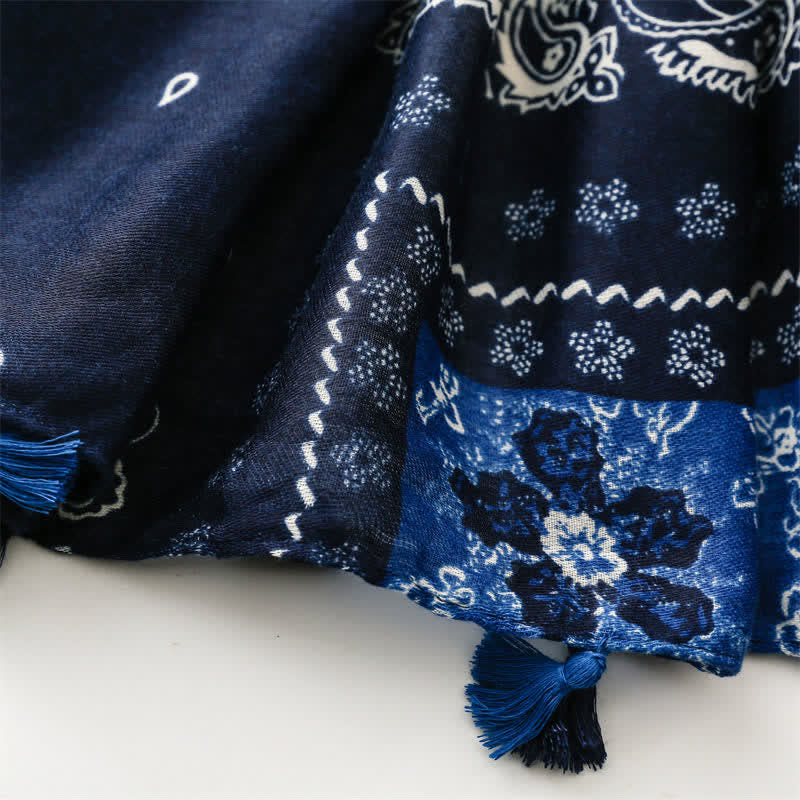 Buddha Stones Spring Fall Boho Paisley Patchwork Tassel Women's Scarf - image 13