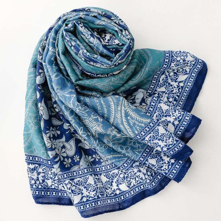 Buddha Stones Fall Winter Paisley Floral Border Print Soft Women's Scarf - image 8