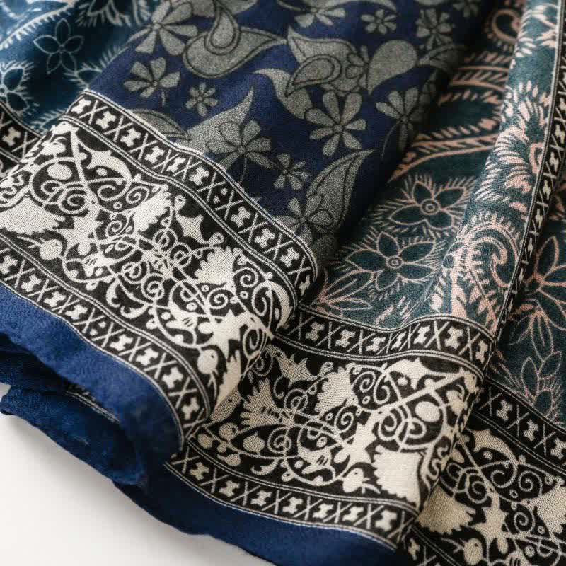Buddha Stones Fall Winter Paisley Floral Border Print Soft Women's Scarf - image 5