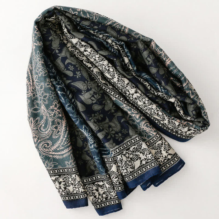 Buddha Stones Fall Winter Paisley Floral Border Print Soft Women's Scarf - image 2