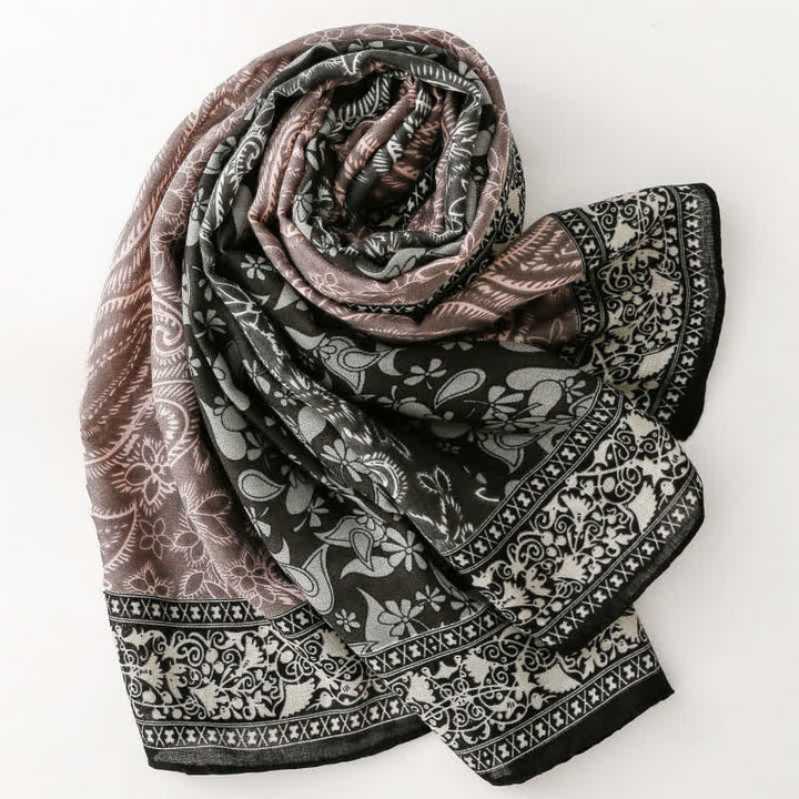 Buddha Stones Fall Winter Paisley Floral Border Print Soft Women's Scarf - image 20