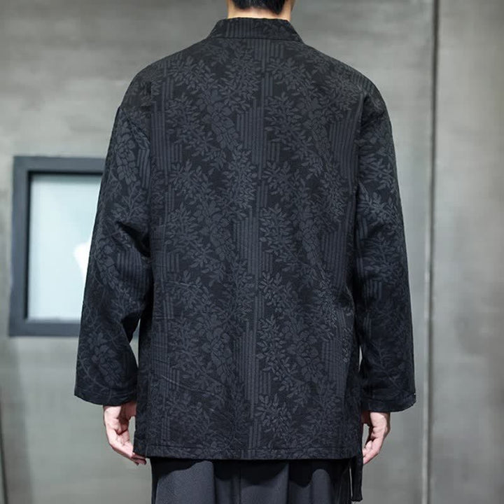 Buddha Stones Fall Winter Tang Style Casual Drawstring Floral Men's Kimonos - image 11
