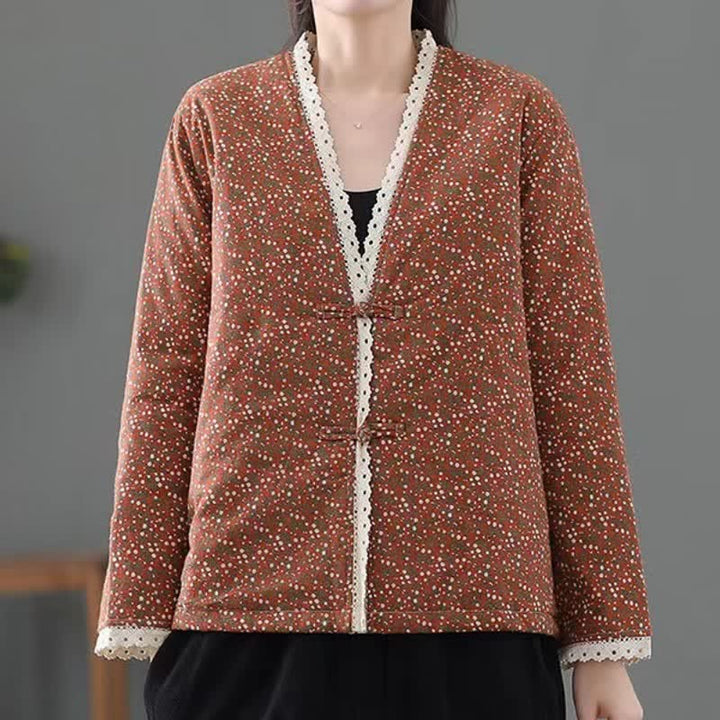 Buddha Stones Fall Winter Vintage Elegant Button-Up Floral Knit Women's Jackets - image 13