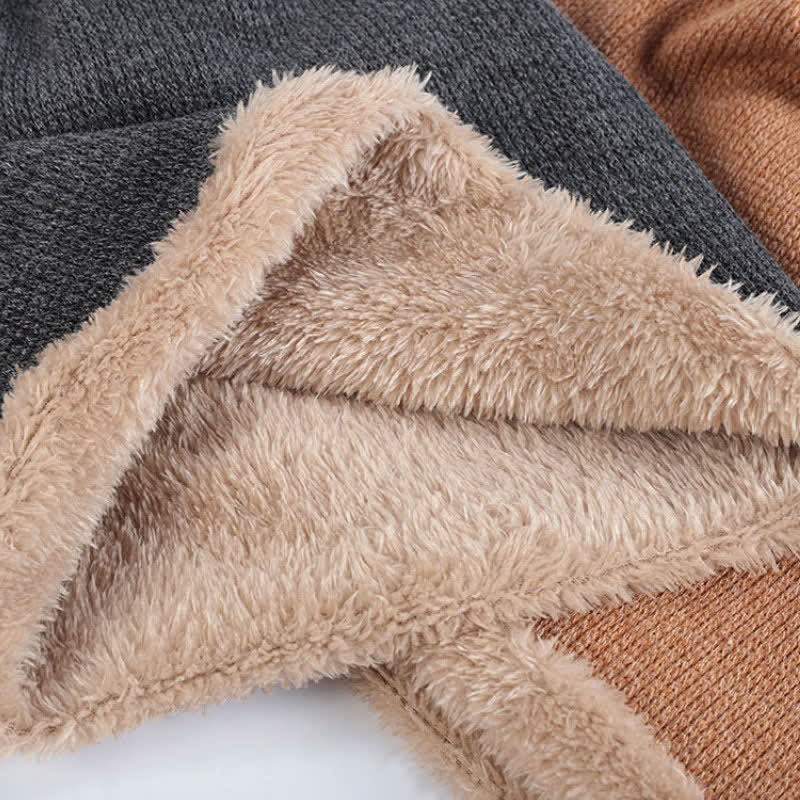 Buddha Stones 2Pcs Fall Winter Knit Plush Lined Slouchy Neck Warmer Men's Scarf Hat - image 6