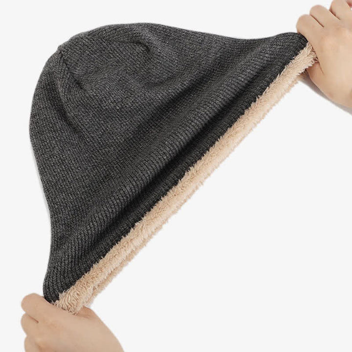 Buddha Stones 2Pcs Fall Winter Knit Plush Lined Slouchy Neck Warmer Men's Scarf Hat - image 5