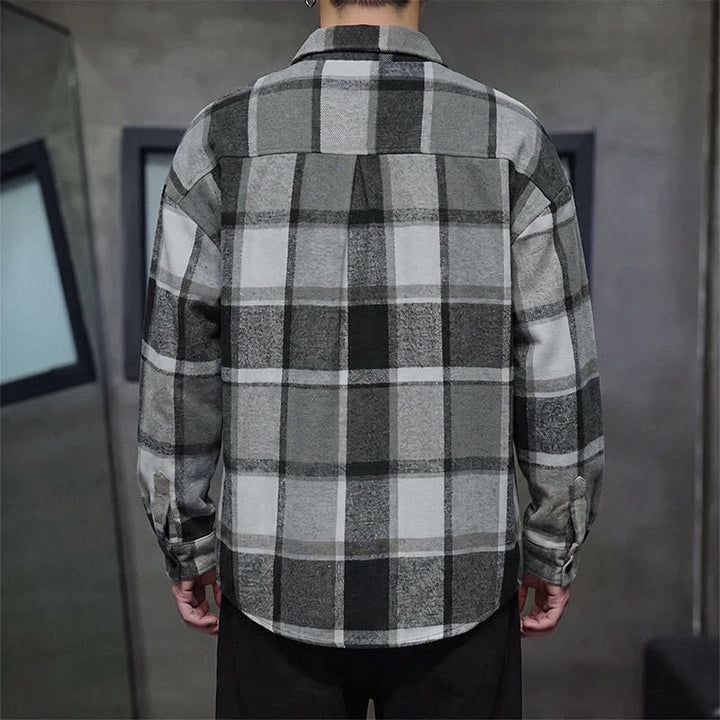 Buddha Stones Spring Fall Casual Vintage Button-Up Plaid Men's Long Sleeve Shirts - image 21