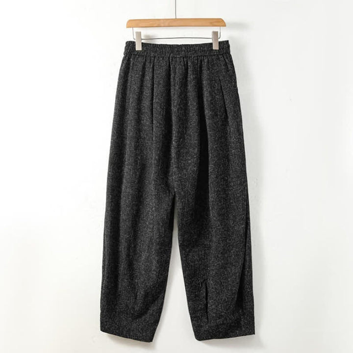 Buddha Stones Fall Winter Casual Drawstring Embroidery Character Solid Long Pants Men's Harem Pants With Pockets - image 1