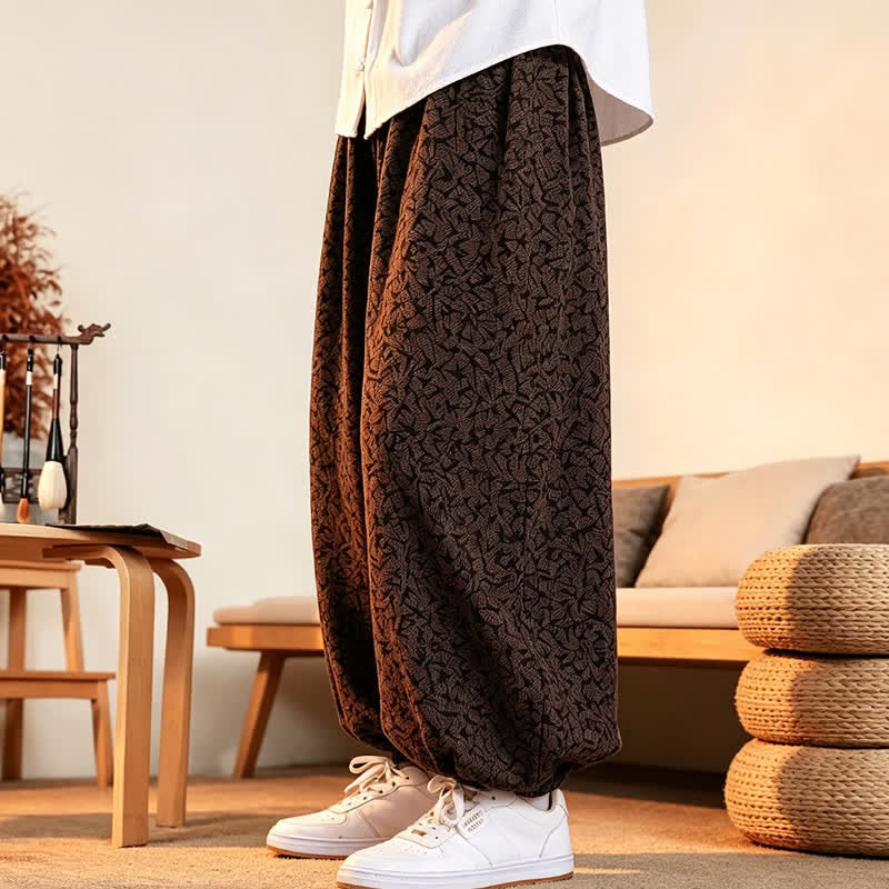 Buddha Stones Fall Winter Casual Minimalist Drawstring Abstract Long Pants Men's Harem Pants With Pockets - image 12