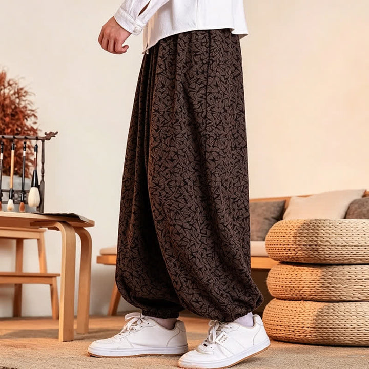 Buddha Stones Fall Winter Casual Minimalist Drawstring Abstract Long Pants Men's Harem Pants With Pockets - image 11